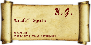 Mató Gyula névjegykártya